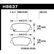 Колодки тормозные HB637N.583 HAWK HP Plus; 15mm