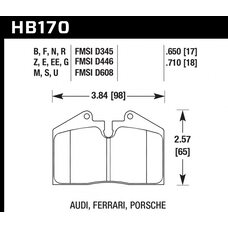 Колодки тормозные HB170N.650 HAWK HP+  AUDI, FERRARI, PORSCHE