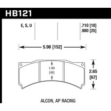 Колодки тормозные HB121E.710 HAWK Blue 9012; AP Racing, Alcon 18mm