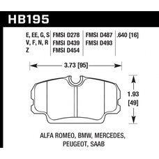 Колодки тормозные HB195R.640 HAWK Street Race; 16mm