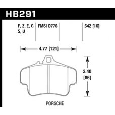 Колодки тормозные HB291S.642 HAWK HT-10  PORSCHE 911 (996) (997); Boxster (981)
