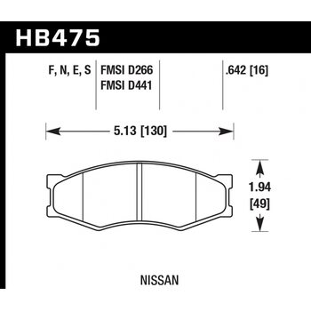 Колодки тормозные HB475S.642 HAWK HT-10; Nissan 17mm