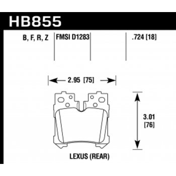 Колодки тормозные HB855R.724 HAWK Street Race Lexus LS460 Sport задние