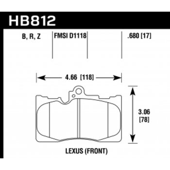 Колодки тормозные HB812R.680 HAWK Street Race Lexus GS350  передние