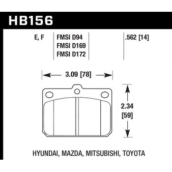 Колодки тормозные HB156E.562 HAWK Blue 9012 Mazda 14 mm