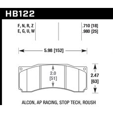Колодки тормозные HB122G.710 HAWK DTC-60  ALCON CAR89 / AP RACING / Stop Tech ST-60
