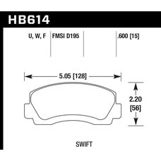 Колодки тормозные HB614F.600 HAWK HPS; 15mm