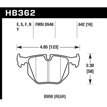 Колодки тормозные HB362F.642 HAWK HPS задние BMW  (E31) / M3 3.2 i E40