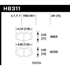 Колодки тормозные HB311P.591 HAWK SuperDuty; 15mm