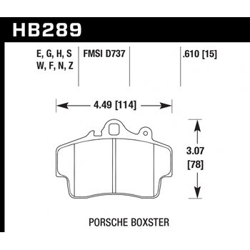 Колодки тормозные HB289H.610 HAWK DTC-05 Porsche Boxster 16 mm