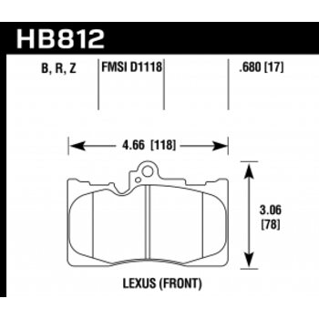 Колодки тормозные HB812Z.680 HAWK PC Lexus GS350  передние