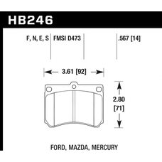 Колодки тормозные HB246N.567 HAWK HP Plus; 15mm