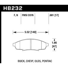 Колодки тормозные HB232N.681 HAWK HP Plus; 18mm