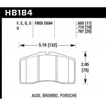 Колодки тормозные HB184F.650 HAWK HPS  Brembo, Alcon, Porsche