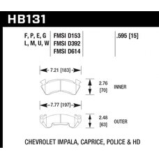 Колодки тормозные HB131E.595 HAWK Blue 9012; GM Magnum 15mm
