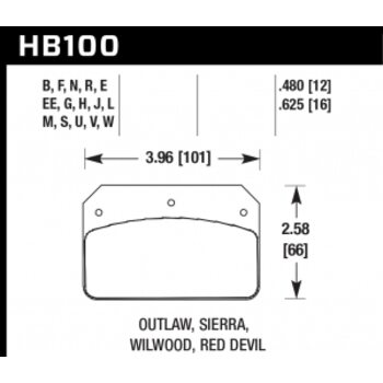Колодки тормозные HB100EE.625 HAWK Blue 42; Brake Man 16mm