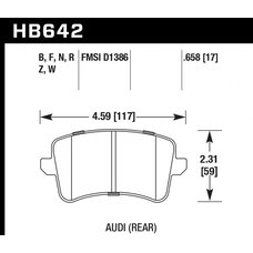 Колодки тормозные HB642R.658 HAWK Street Race; 17mm