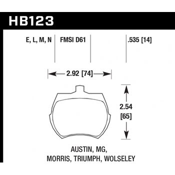 Колодки тормозные HB123L.535 HAWK MT-4; MGB 14mm