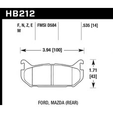 Колодки тормозные HB212M.535 HAWK Black; Ford, Mazda 14mm