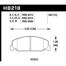 Колодки тормозные HB218EE.583 HAWK Blue 42; Honda 15mm