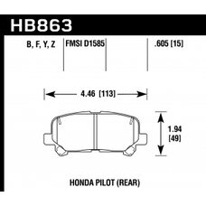 Колодки тормозные HB863Z.605 HAWK PC Honda Pilot  задние