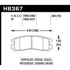 Колодки тормозные HB367M.585 HAWK Black; Subaru/Mitsubishi 15mm