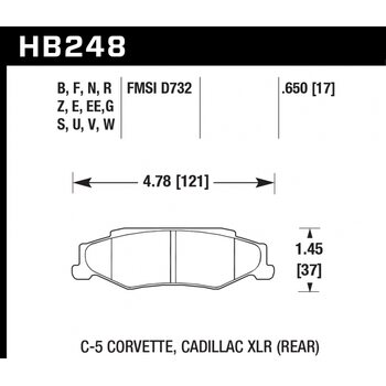 Колодки тормозные HB248EE.650 HAWK Blue 42; C-5 Corvette (Rear) 17mm