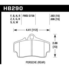 Колодки тормозные HB290H.606 HAWK DTC-05 Porsche 996/Boxster (Rear) 15 mm