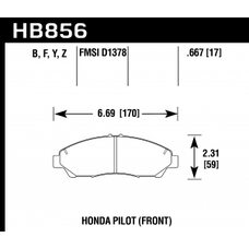 Колодки тормозные HB856Z.667 HAWK PC Honda Pilot  передние