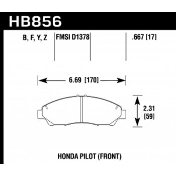 Колодки тормозные HB856Z.667 HAWK PC Honda Pilot  передние