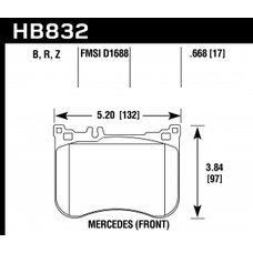 Колодки тормозные HB832R.668 HAWK Street Race Mercedes-Benz S550 4Matic передние