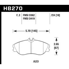 Колодки тормозные HB270E.724 HAWK Blue 9012; Audi 19mm