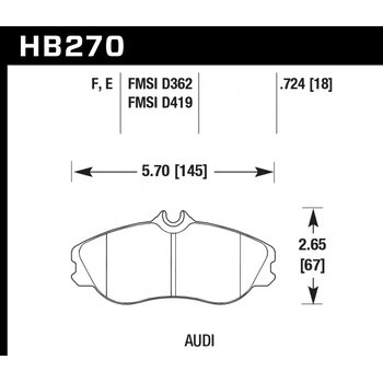 Колодки тормозные HB270E.724 HAWK Blue 9012; Audi 19mm