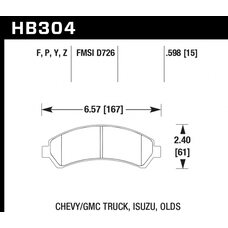 Колодки тормозные HB304P.598 HAWK SuperDuty; 15mm