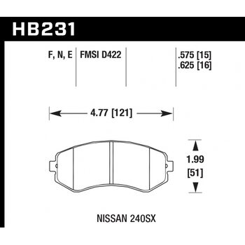 Колодки тормозные HB231F.575 HAWK HPS; 15mm