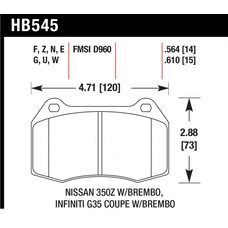 Колодки тормозные HB545Q.654 HAWK DTC-80; BMW 17mm