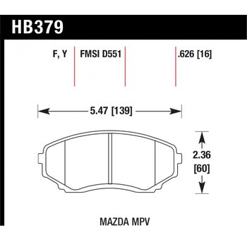 Колодки тормозные HB379F.626 HAWK HPS; 16mm