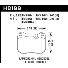 Колодки тормозные HB199EE.702 HAWK Blue 42; Porsche 18mm