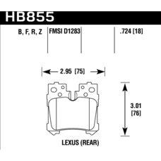 Колодки тормозные HB855B.724 HAWK HPS 5.0 Lexus LS (F4), LS350, LS500 2017->  задние