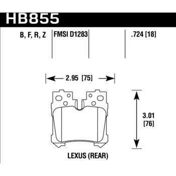 Колодки тормозные HB855B.724 HAWK HPS 5.0 Lexus LS (F4), LS350, LS500 2017->  задние