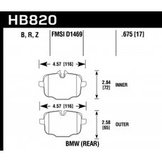 Колодки тормозные HB820R.675 HAWK Street Race BMW 550i  задние