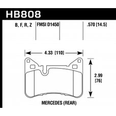 Колодки тормозные HB808R.570 HAWK Street Race Mercedes-Benz C63 AMG Black Series задние