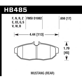 Колодки тормозные HB485EE.656 HAWK Blue 42; Mustang (Rear) 17mm