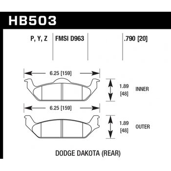 Колодки тормозные HB503Z.790 HAWK PC; 20mm