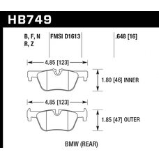 Колодки тормозные HB749Z.648 HAWK PC; 17mm