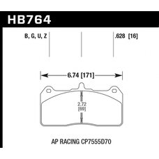 Колодки тормозные HB764Z.658 HAWK PC; 17mm