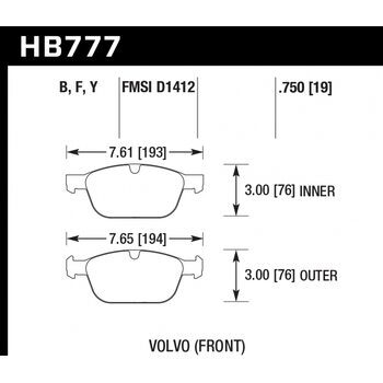 Колодки тормозные HB777F.750 HAWK HPS; 19mm