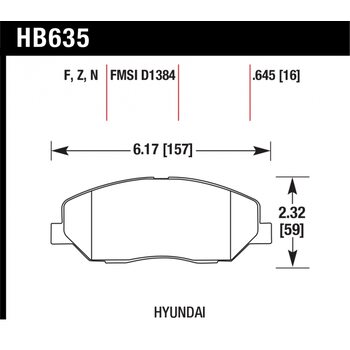 Колодки тормозные HB635Z.645 HAWK PC; 17mm