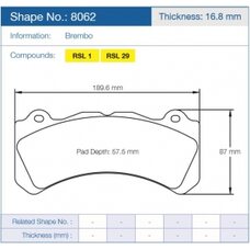 Колодки тормозные 8062-RSL29 PAGID RSL29