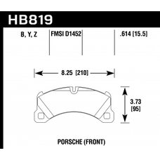 Колодки тормозные HB819Z.614 HAWK PC Porsche Cayenne 2010-> ; MACAN 3.0S; 350x34mm